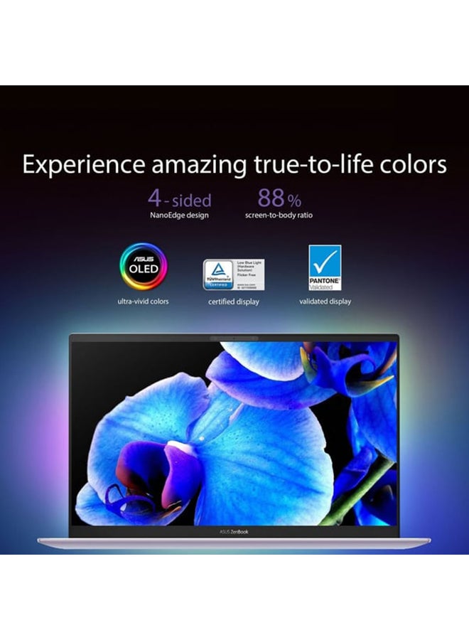 ASUS - Zenbook 13 OLED UX325EA-OLED0W1W Slim Laptop With 13.3-Inch Display, Core i7 1165G7 Processer/16GB RAM/1TB SSD/Intel Iris Plus Graphics/Windows 11 Home English/Arabic SILVER - Image 1