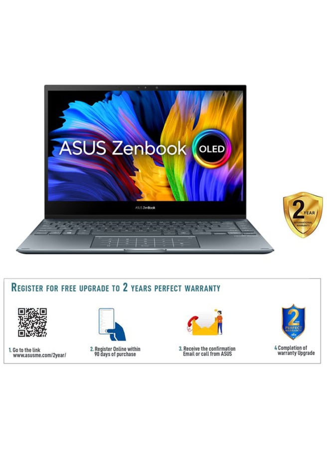 ASUS - Zenbook Flip 13 OLED UX363EA-OLED005W Touch Laptop With 13.3-Inch Display, Core i5 1135G7 Processer/8GB RAM/512GB SSD/Intel Iris Plus Graphics/Windows 11 Home English/Arabic Pine Grey - Image 1