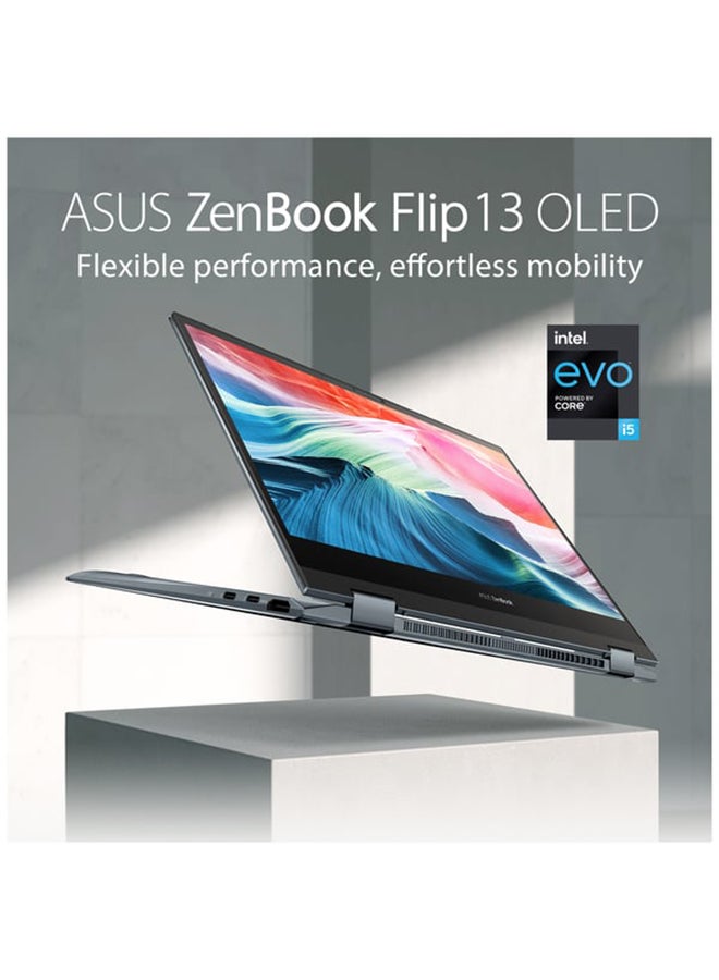 ASUS - Zenbook Flip 13 OLED UX363EA-OLED005W Touch Laptop With 13.3-Inch Display, Core i5 1135G7 Processer/8GB RAM/512GB SSD/Intel Iris Plus Graphics/Windows 11 Home English/Arabic Pine Grey - Image 1