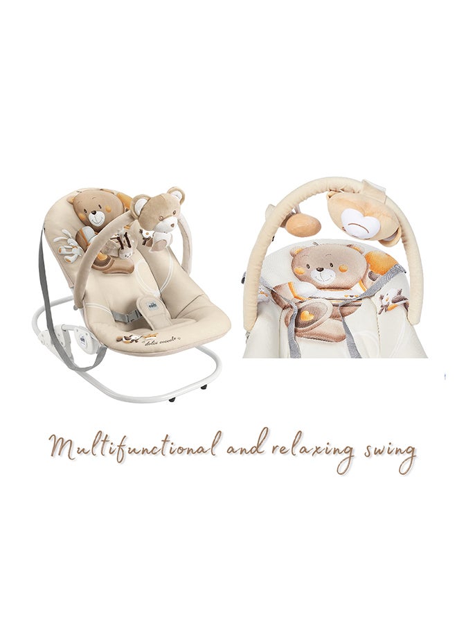 cam - Portable Giocam Baby Infant Rocking, Bouncer, Sway Gentle Swaying Rocker, Support With Safety, Cradle, Adjustable 3-position Backrest, Soft Fabric Cover Form 0-9 Kg - Beige - Image 1