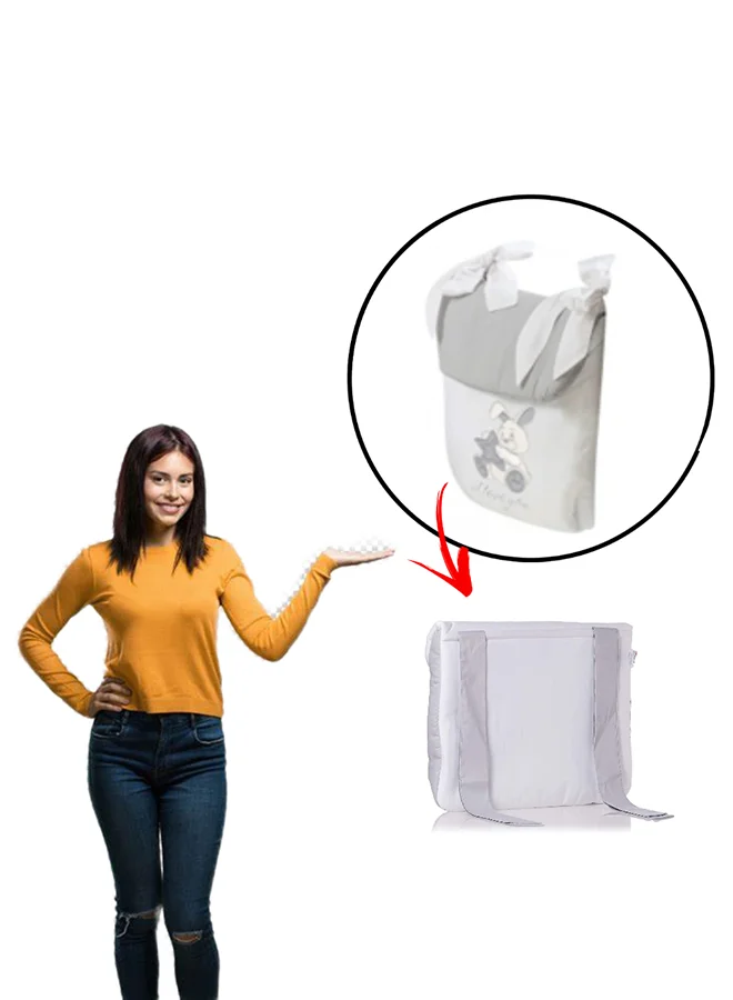 cam Cot Storage Bag Baby Pocket Beside, Linen Baby Nursery Organizer Bag, Washable, Crib, Playard Hanging Bag, Packet Organizer, Cribs, Diaper Caddy - White