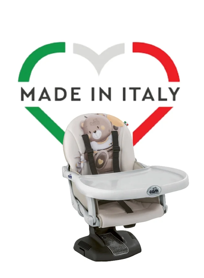 cam Idea Booster Baby Feeding Chair, Snack Seat, Smart Pop, Portable, Booster Seat With Tray Eating, Dinning Lightweight, Compact Fold, Travel - Beige Bear