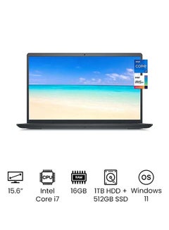 DELL 2022 Newest Inspiron 15 3000 Series 3511 (Upgraded Version) Laptop With 15.6-Inch Full HD Touch Screen Display, 11th Gen Core i7-1165G7 Processor/16GB RAM/512GB SSD + 1TB HDD/Intel Xe Graphics/Windows 11/International Version English Black  - Image 1