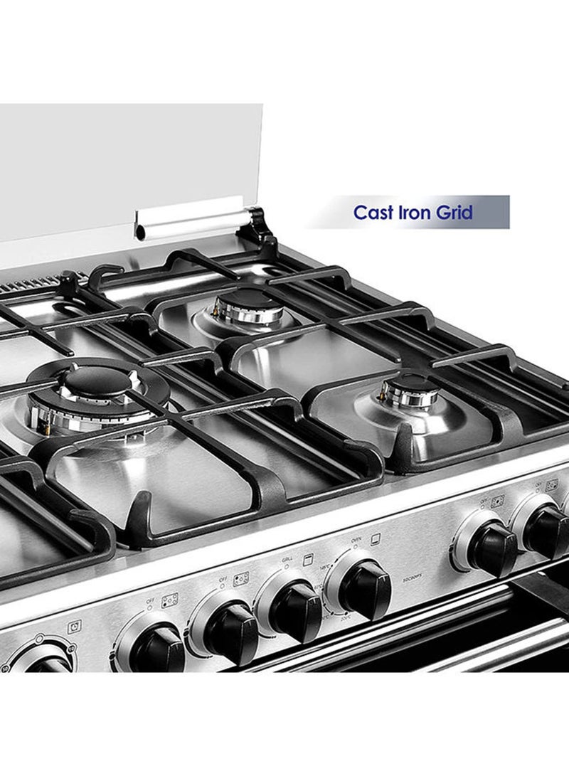 SUPER GENERAL - 5 Burner Gas Cooker 90 x 60 Cm, Gas Oven With Thermostat, Rotisserie, Full Safety, Auto Ignition SGC901FS Silver/Black - Image 1