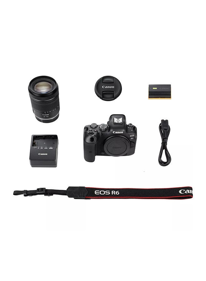 Canon - EOS R6 Mirrorless Camera Body with RF24-105mm F4-7.1 IS STM Lens Kit، Full-frame، 20 MP، Up to 8-stop in Body IS، 20 fps، 4K 60p Movies، Bluetooth & Wi-Fi، Max ISO 102،400 - Image 1