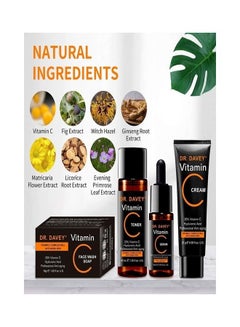 DR. DAVEY 4 In 1 Organic Vitamin C Serum Set Toner Face Cream Soap Best Hyaluronic Acid 100grams  - Image 2