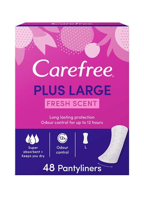 Carefree Panty Liner Plus large Fresh Scent Pack of 48 Magenta