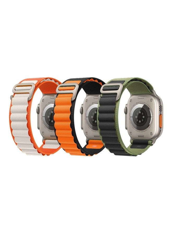 MARGOUN - 3Pack for Apple Watch Alpine Loop Band 49mm/45mm/44mm Nylon Woven Sport Strap Compatible with iWatch Series 8/Ultra/7/SE/6/5/4/3/2/1 Orange,White/Orange,Black/Black,Green - Image 1