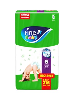 Fine Baby Baby Diapers, Size 6, Junior 16+ Kg, Jumbo Pack Of 216 Diapers, With New And Improved Technology  - Image 1