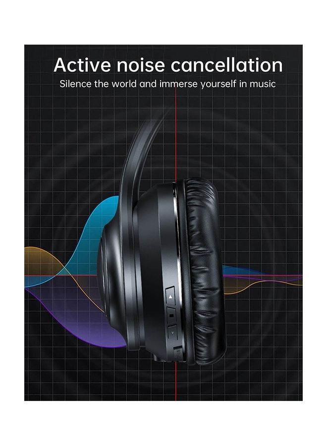 CHOETECH - Wireless Bluetooth on Ear Active Noise Cancellation Stereo Headphone Black - Image 1