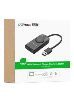 USB Audio Adapter External Stereo Sound Card with 3.5mm Headphone, Microphone Jack and Volume Controls Black