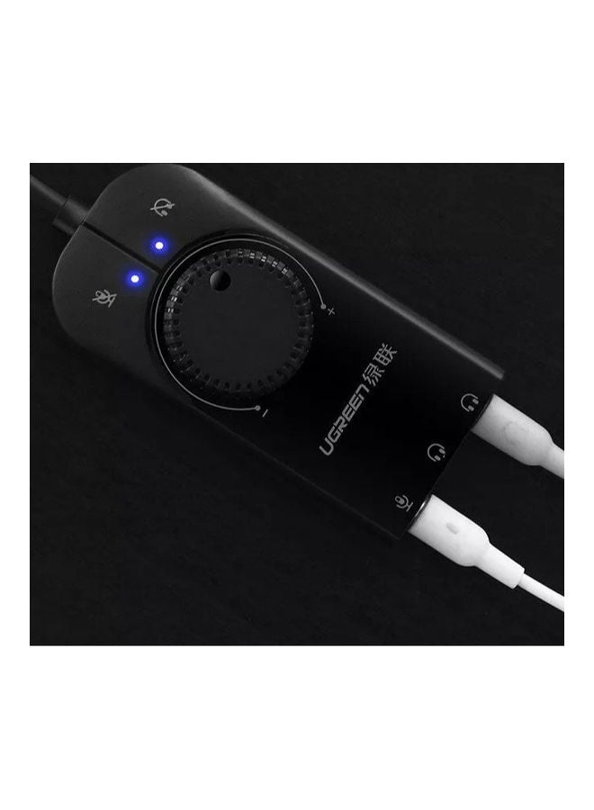 Ugreen - USB Audio Adapter External Stereo Sound Card with 3.5mm Headphone, Microphone Jack and Volume Controls Black - Image 1