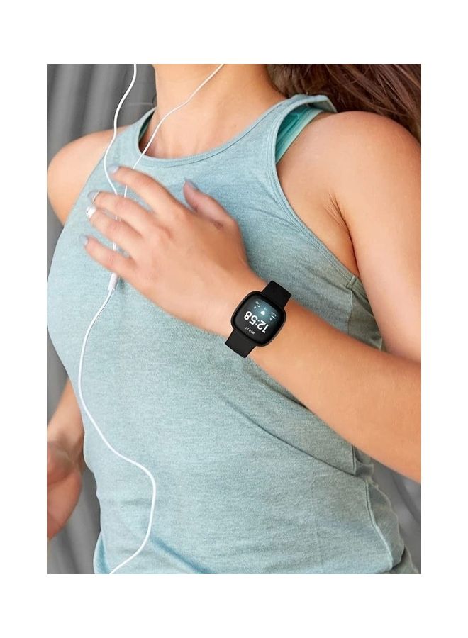 MARGOUN Fitbit Versa 4 Band / Fitbit Sense 2 Band Soft Silicone Replacement Strap Watch Band Sport Wristband Black - Image 4