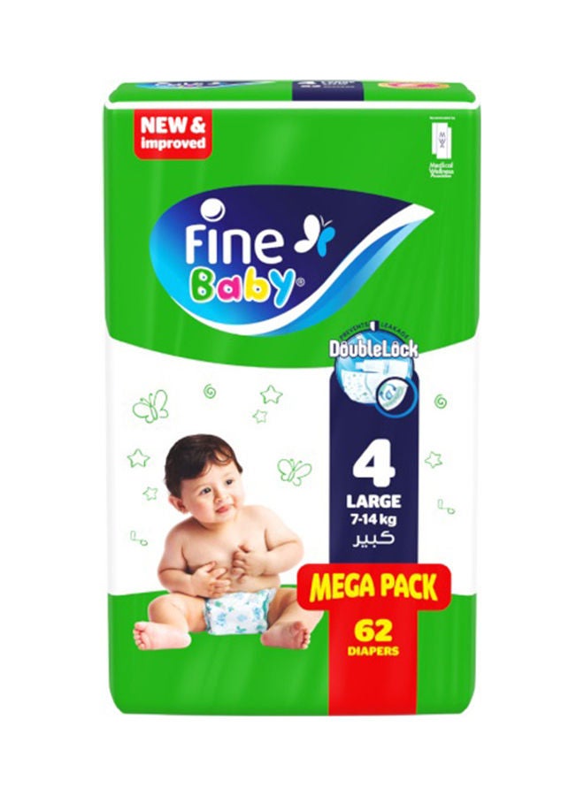Fine Baby - Jumbo Pack Of 62 Baby Diapers, Size 4, Large 7–14Kg, New And Improved - Image 1