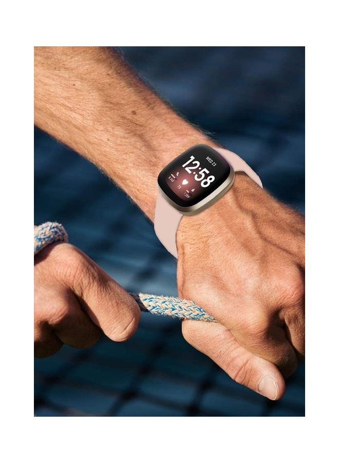 مارجون سوار رياضي بديل من السيليكون الناعم لساعة اليد الذكية فيتبيت فيرسا 4/فيتبيت سينس 2 وردي رملي - Image 4