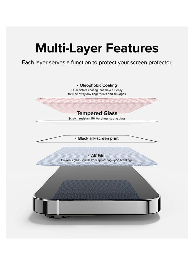 Ringke Full Cover Glass Protection ForApple iPhone 14 Pro Screen Protector Shatterproof Coverage Tempered Glass Film With Installation Kit Clear - Image 3