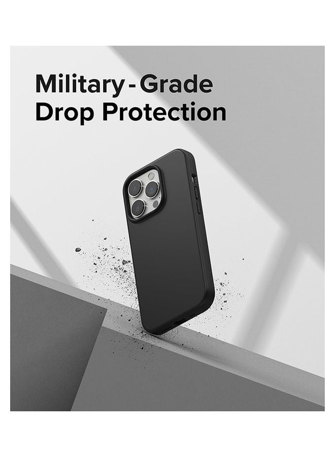 Ringke - Silicone Lightweight Flexible Scratch Resistant Soft Microfiber Full-Body Protective Phone Cover For iPhone 14 Pro Black - Image 1
