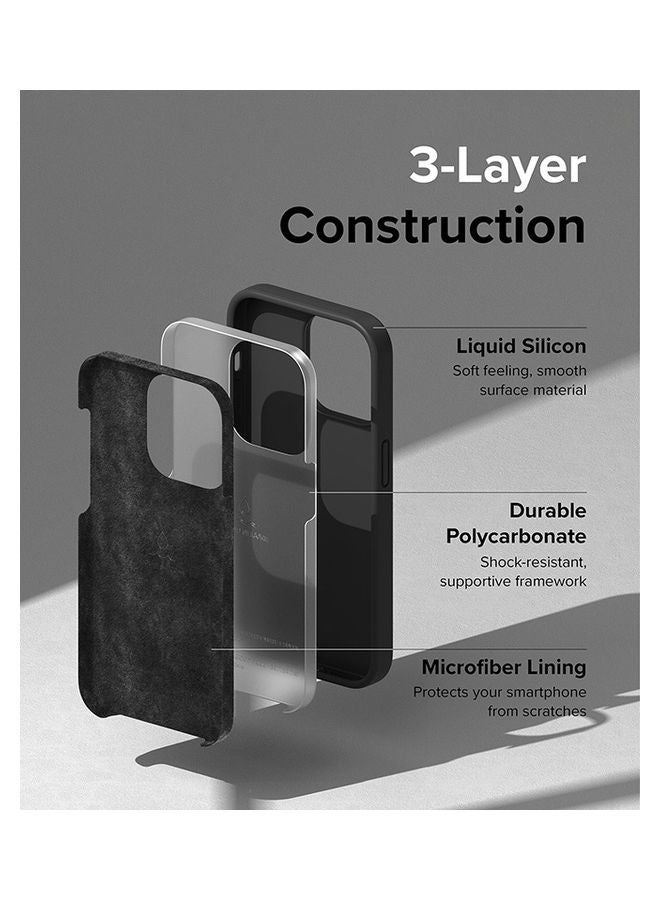 Ringke - Silicone Lightweight Flexible Scratch Resistant Soft Microfiber Full-Body Protective Phone Cover For iPhone 14 Pro Black - Image 1