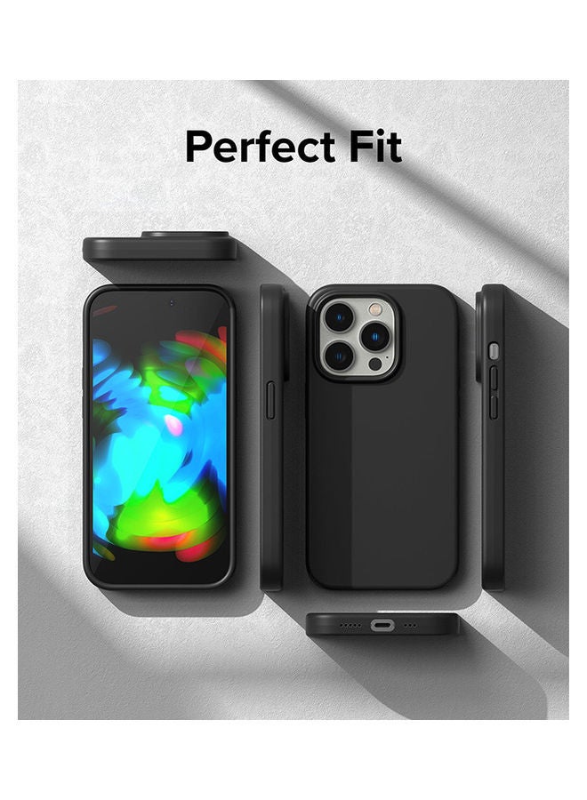 Ringke - Silicone Lightweight Flexible Scratch Resistant Soft Microfiber Full-Body Protective Phone Cover For iPhone 14 Pro Black - Image 1
