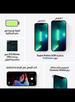 أبل آيفون 13 برو ماكس سعة 256 جيجابايت يدعم تقنية 5G مع فيس تايم لون فضي - نسخة المملكة العربية السعودية  - Image 5