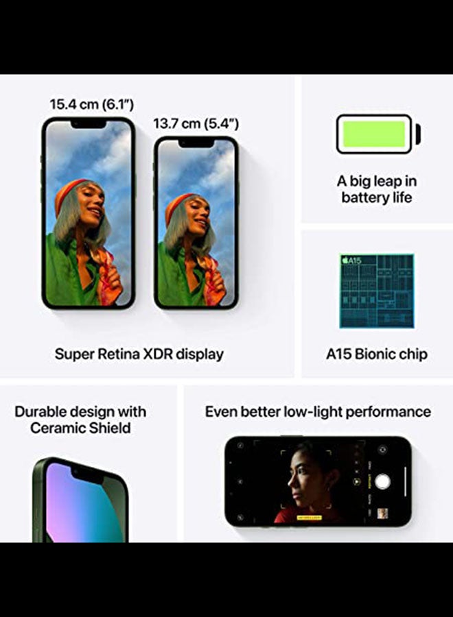 أبل - هاتف آيفون 13 بذاكرة داخلية سعة 256 جيجابايت يدعم تقنية 5G مع تطبيق فيس تايم - إصدار المملكة العربية السعودية، لون أخضر - Image 1