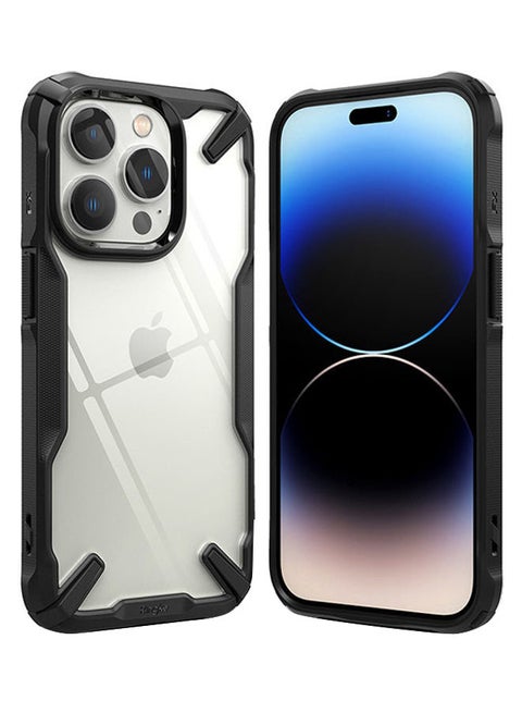 Hard Fusion-X Ergonomic Transparent Shock Absorption TPU Bumper Cover For iPhone 14 Pro Black