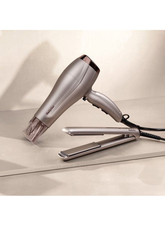 babyliss - Paddle Travel Dry Airbrush | DC Dryer 1900W-2300W | Professional 2300W Hair Dryer & Smooth Pro 235 Hair Straightener Set for Salon-Quality | Ceramic Plates | Frizz-Free Styling, 5514PSDE Beige - Image 1