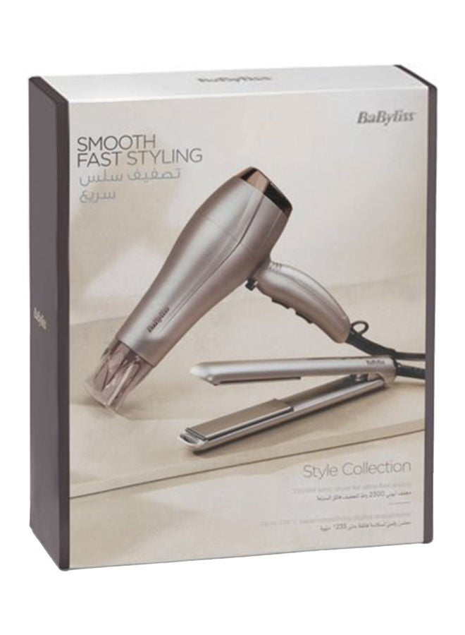 babyliss - Paddle Travel Dry Airbrush | DC Dryer 1900W-2300W | Professional 2300W Hair Dryer & Smooth Pro 235 Hair Straightener Set for Salon-Quality | Ceramic Plates | Frizz-Free Styling, 5514PSDE Beige - Image 1