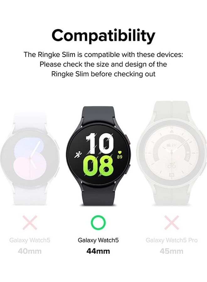 رينجك Slim Cover Compatible With Samsung Galaxy Watch 5 Case 44mm Anti-Yellowing Premium PC Hard Thin Clear - Image 2