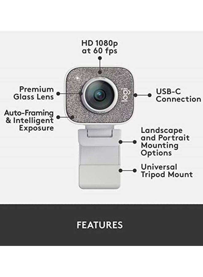 Logitech - Creators Streamcam Premium Webcam For Streaming And Video Content Creation Full Hd 1080P 60 Fps Premium Glass Lens Smart Autofocus Usb Connection For Pc Mac White - Image 1