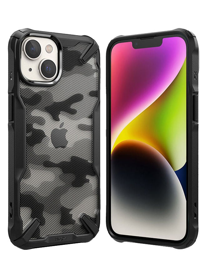 Ringke Fusion -X Design Case Clear Hard Back Heavy Duty Shockproof Advanced Protective TPU Bumper Phone Coverfor iPhone 14 Plus Camo Black - Image 1