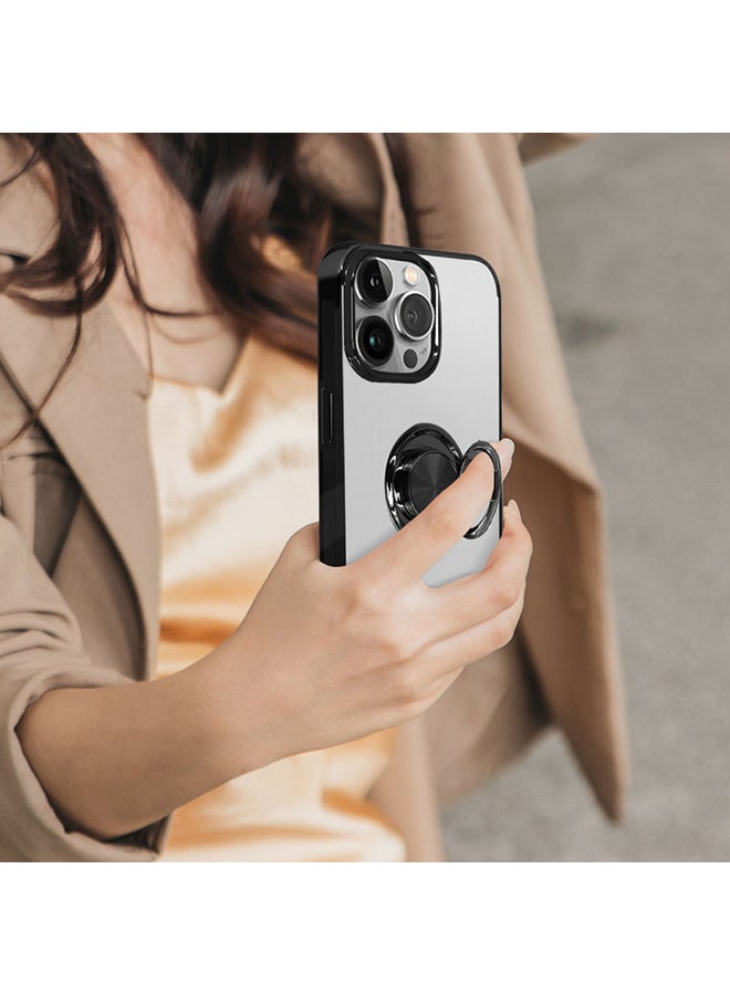 HYPHEN - Ring Case - Black -  iPhone 14 Pro Max,High quality TPU,shock absorption flexible case,metal ring holder,rotatable ring,Magnetic car mount compatible BLACK - Image 1