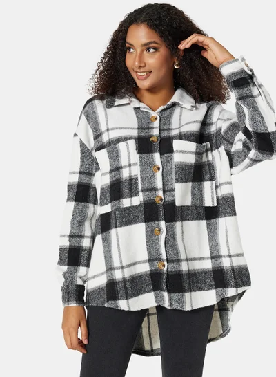 STYLISTPARK Oversized Flannel Shacket Black/White