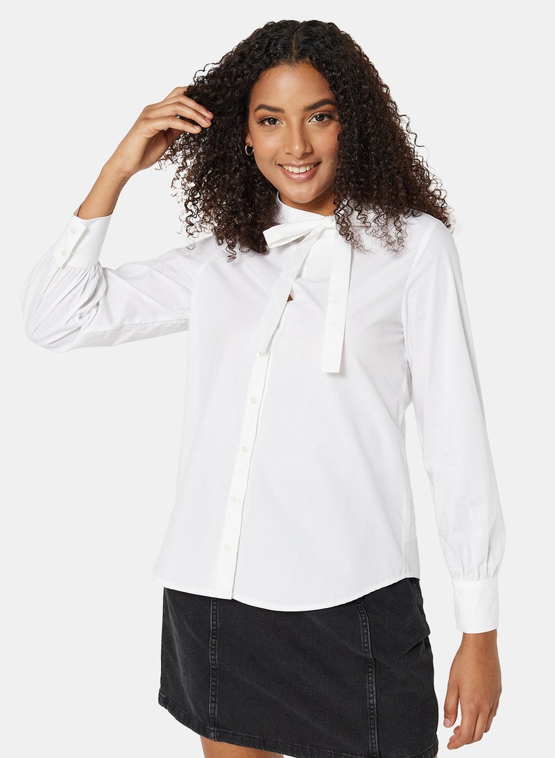 trendyol Bow Neckline Shirt Ecru  - Image 1