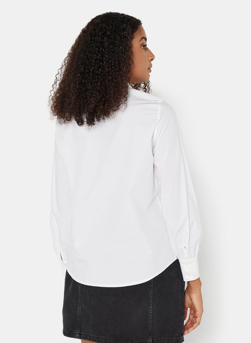 trendyol Bow Neckline Shirt Ecru  - Image 2