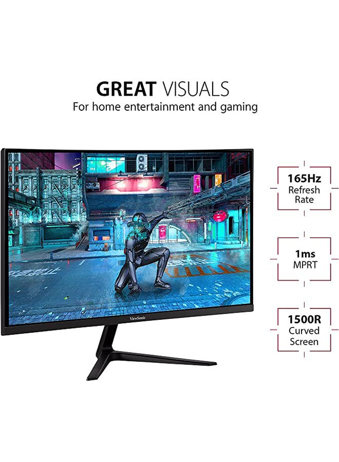 ViewSonic - ViewSonic VX2718-PC-MHD 27-inch 1080p HD Curved Gaming Monitor, 165Hz, 1ms, Dual Integrated Speakers, Adaptive Sync, DisplayPort, 2x HDMI, for Home Entertainment and Gaming 27inch Black - Image 1