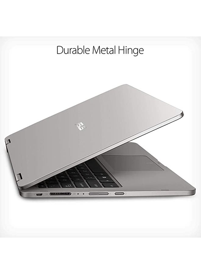 Vivobook Flip 14 TP401 Convertible 2-In-1 Laptop With 14-Inch Touch Display, Celeron N4020 Processor / 4GB RAM / 128GB eMMC / Windows 10 / Office 365 / Arabic Light Grey