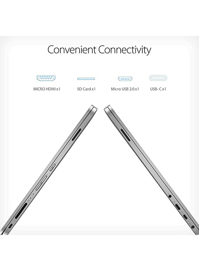 Vivobook Flip 14 TP401 Convertible 2-In-1 Laptop With 14-Inch Touch Display, Celeron N4020 Processor / 4GB RAM / 128GB eMMC / Windows 10 / Office 365 / Arabic Light Grey