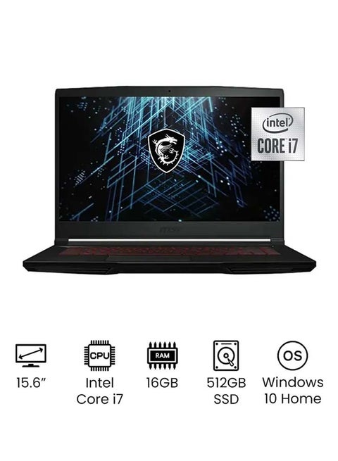 GF63 Thin 10UC Laptop With 15.6-Inch Display, Core i7-10750H Processor / 16GB RAM / 512GB SSD / 4GB NVIDIA GeForce RTX3050 Max-Q Graphics / W10 Home / English Black