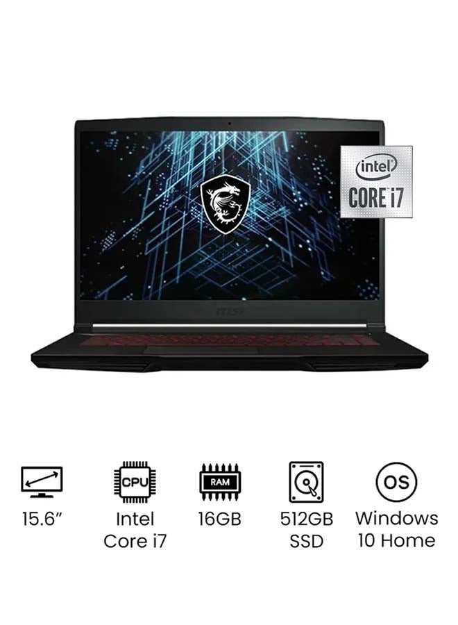 GF63 Thin 10UC Laptop With 15.6-Inch Display, Core i7-10750H Processor / 16GB RAM / 512GB SSD / 4GB NVIDIA GeForce RTX3050 Max-Q Graphics / W10 Home / English Black