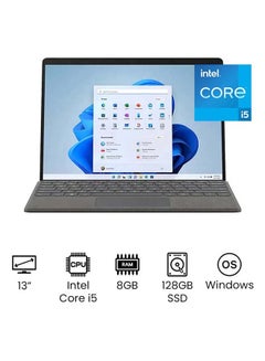 Surface Pro 8 Laptop With 13-Inch PixelSense Display, Intel Core i5-1135G7 Processor / 8GB RAM / 128GB SSD / Intel Iris Xe Graphics/International Version English Platinum
