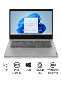 IdeaPad 3 Laptop with 14-inch Full HD Display, Intel Core i5-10210U 10th Gen Processor/8GB RAM/512GB SSD/Intel UHD Graphics/Windows 11 Home /International Version English Platinum Grey