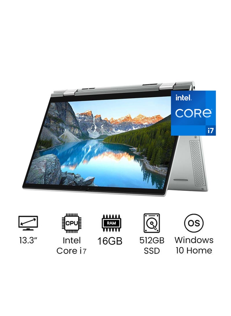 ديل Inspiron 7306 Convertible 2-In-1 Laptop With 13.3-Inch Touchscreen Display, Core i7-1165G7 Processor / 16GB RAM / 512GB SSD / Intel Iris Xe Graphics / Win 11 Home / English/Arabic Platinum Silver - Image 1