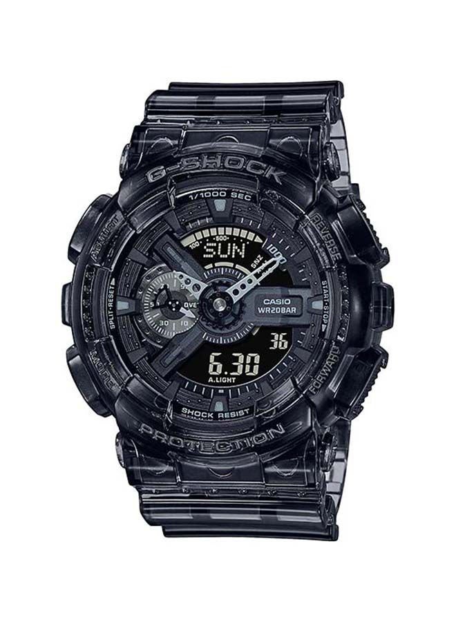 جي شوك ساعة يد رقمية بعقارب وسوار من الراتنج بتصميم دائري مقاس 55 مم - لون أسود طراز GA-110SKE-8ADR للرجال - Image 1