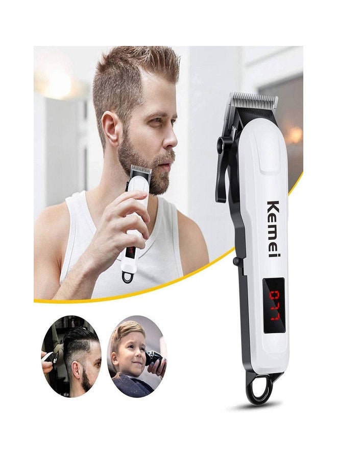 Kemei Professional LCD Display Electric Hair Clipper Cordless Rechargeable Shaver Trimmer White - Image 3