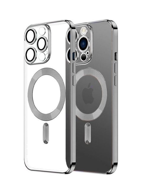 Apple iPhone 14 Pro MagSafe Case Magnetic Clear Soft TPU Plating Case Wireless Charging Compatible Shockproof Camera Lens Protection Silver