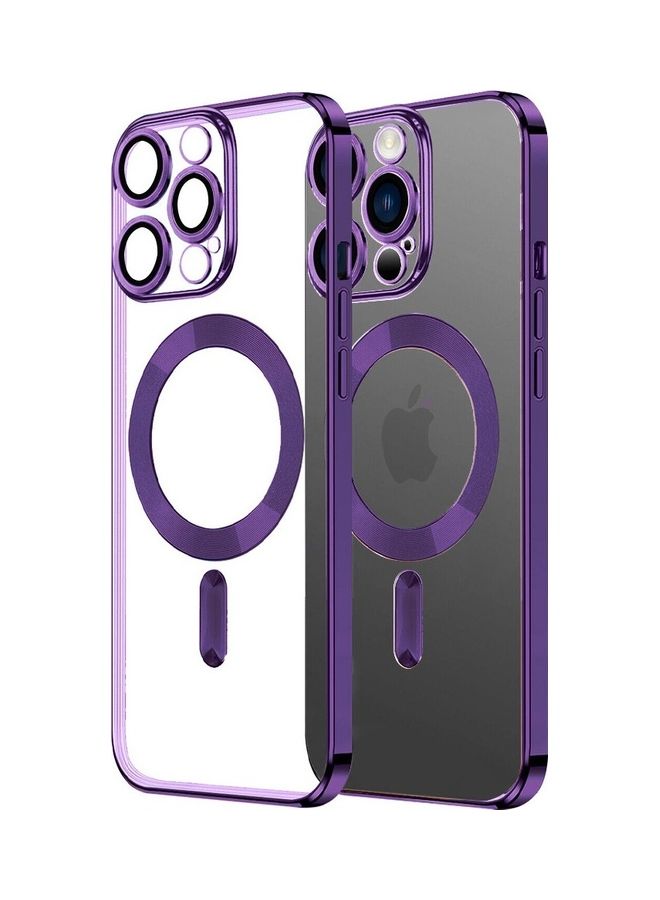 MARGOUN - Apple iPhone 14 Pro MagSafe Case Magnetic Clear Soft TPU Plating Case Wireless Charging Compatible Shockproof Camera Lens Protection Purple - Image 1