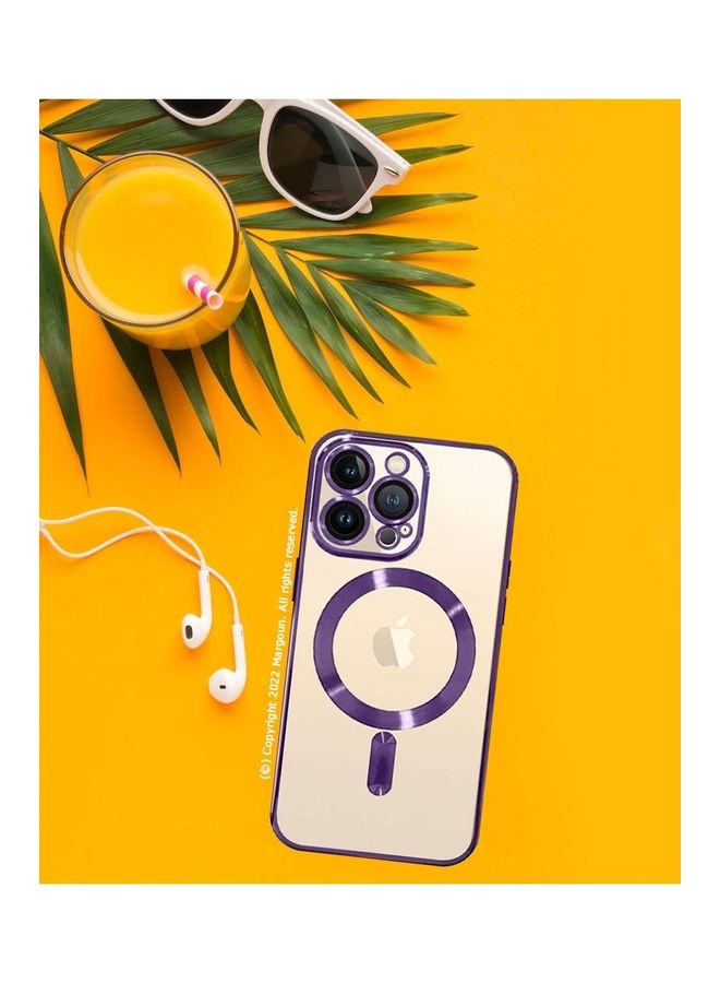 MARGOUN - Apple iPhone 14 Pro MagSafe Case Magnetic Clear Soft TPU Plating Case Wireless Charging Compatible Shockproof Camera Lens Protection Purple - Image 1