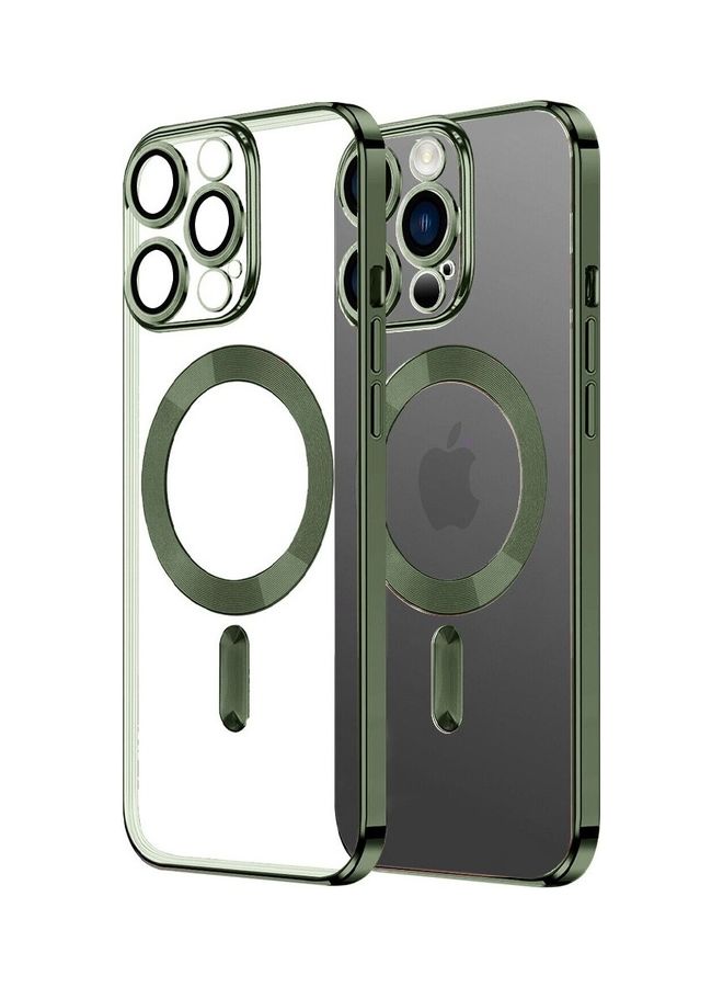 MARGOUN - MagSafe Case Magnetic Clear Soft TPU Plating Case Wireless Charging Compatible Shockproof Camera Lens Protection For Apple iPhone 14 Pro Max Olive Green - Image 1