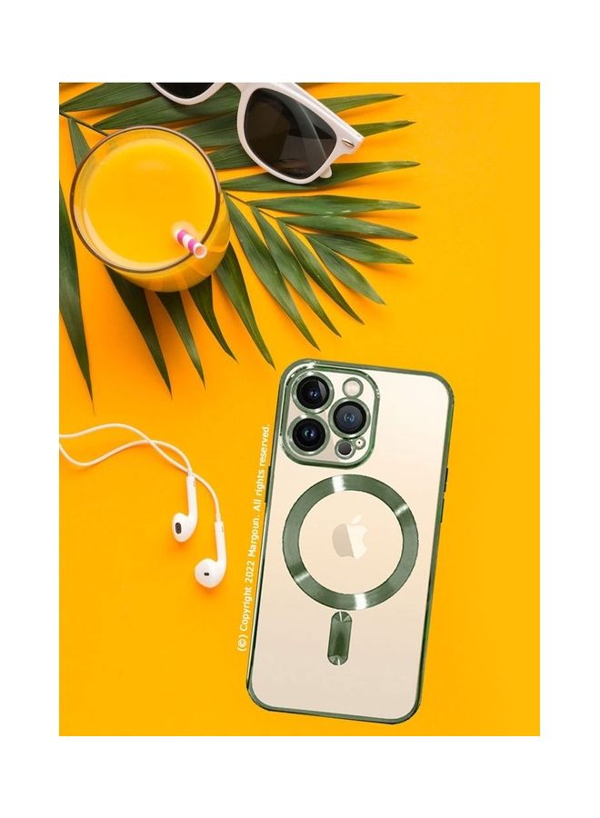 MARGOUN - MagSafe Case Magnetic Clear Soft TPU Plating Case Wireless Charging Compatible Shockproof Camera Lens Protection For Apple iPhone 14 Pro Max Olive Green - Image 1